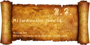 Milenkovics Henrik névjegykártya